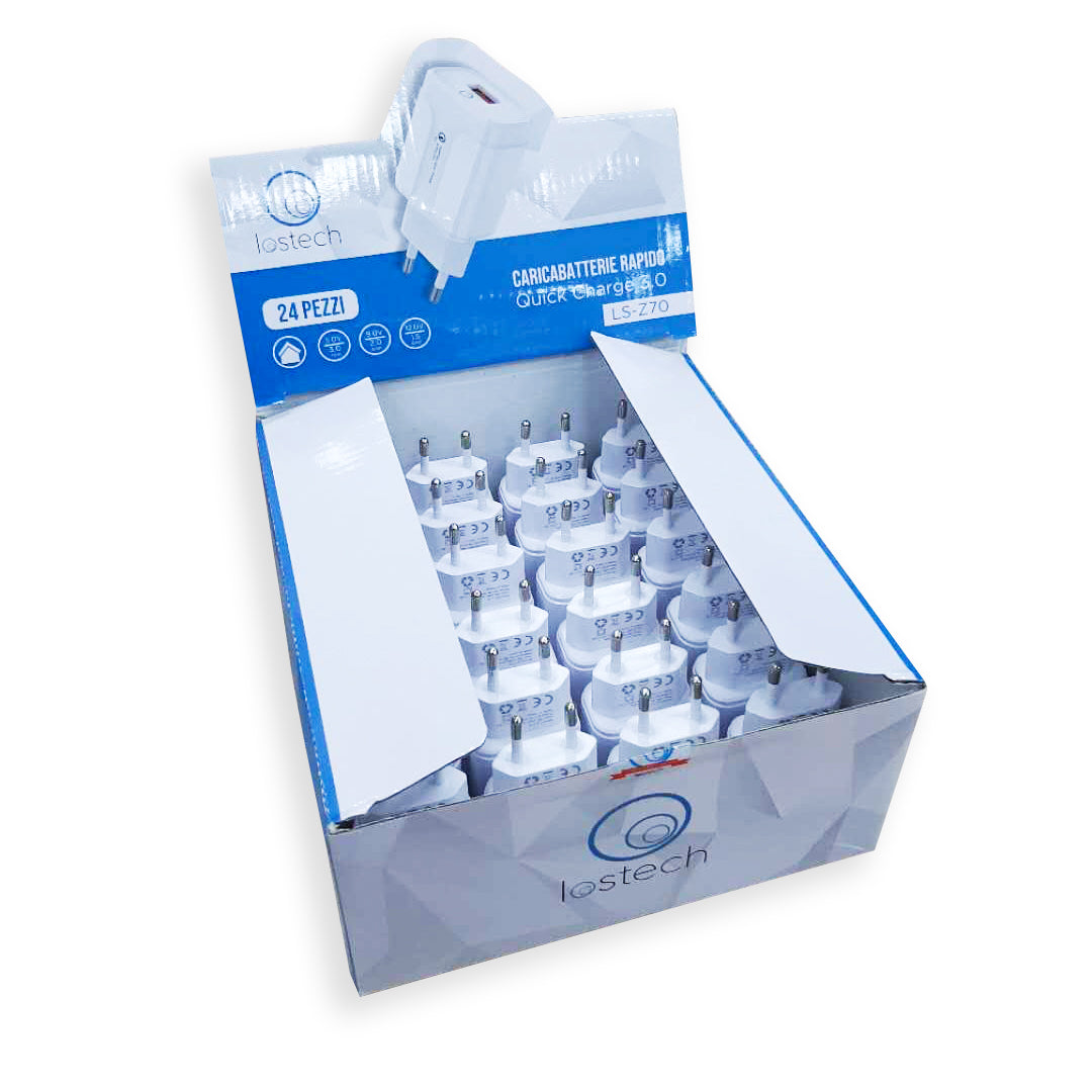 LOSTECH LS-Z70 CARICABATTERIE RAPIDO QC 3.0 - BOX 24 PZ