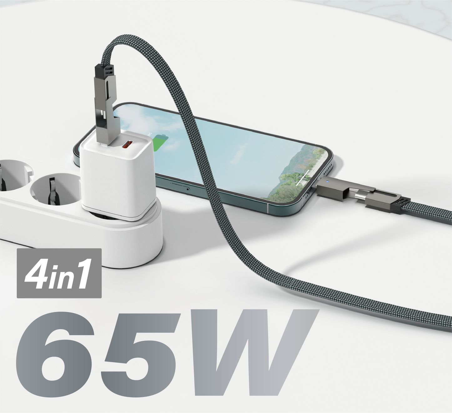 LOSTECH PREMIUM LS-NB21 CAVO RICARICA RAPIDA 65W 4in1: DA USB-A o USB-C A USB-C o LIGHTNING