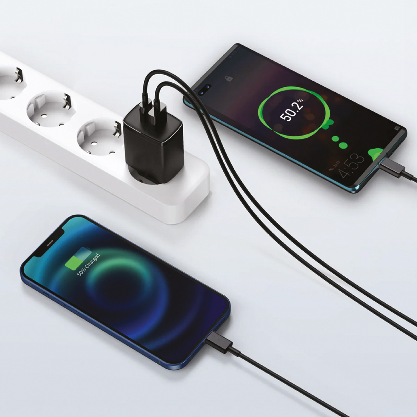 LOSTECH PREMIUM LS-NC57B CARICATORE GaN 45W CON USB-C E USB-A E CAVO USB-C/USB-C - NERO