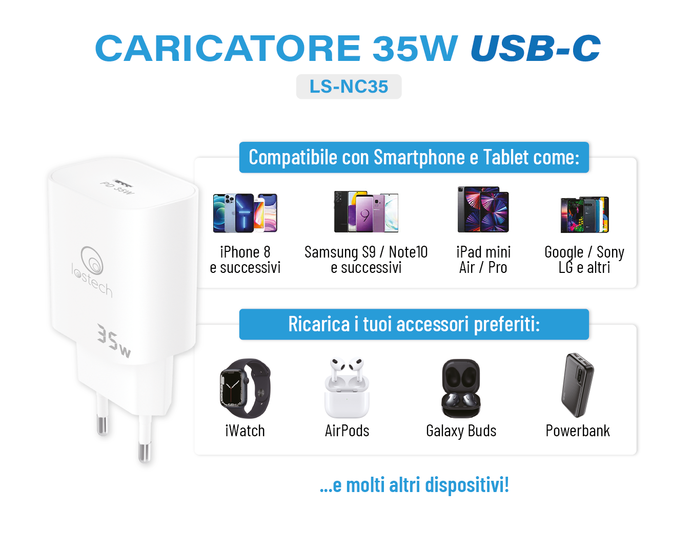 LOSTECH PREMIUM LS-NC35 CARICATORE 35W USB-C