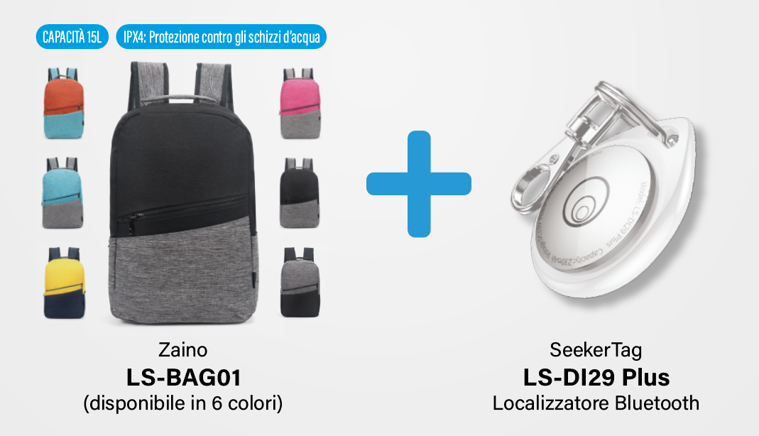 LOSTECH SEEKER-BAG: ZAINO+TAG, PRATICITÀ E SICUREZZA