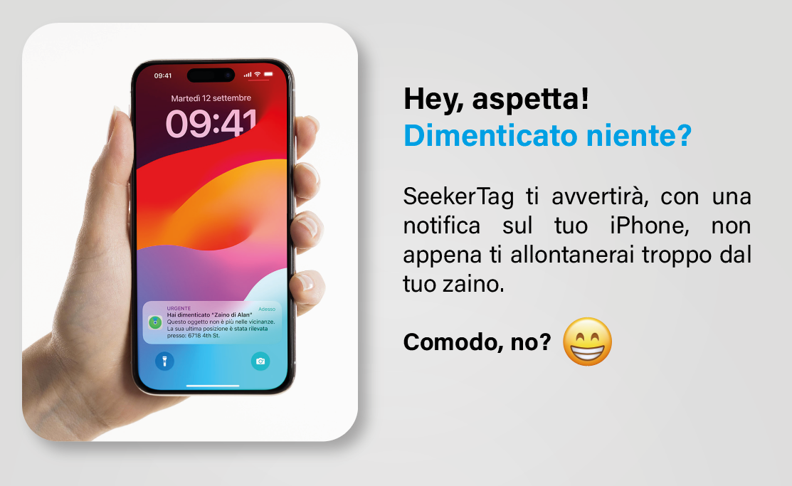 LOSTECH SEEKER-BAG: ZAINO+TAG, PRATICITÀ E SICUREZZA