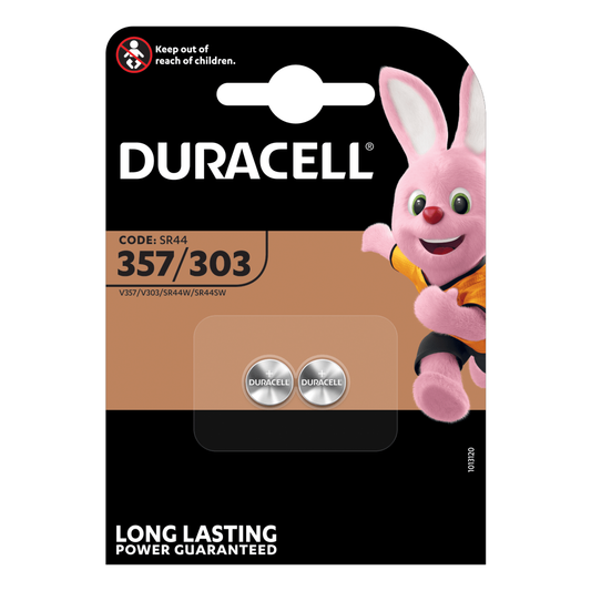 DURACELL 357/303 BATTERIE ALL'OSSIDO DI ARGENTO DA 1.5V - BLISTER 2PZ