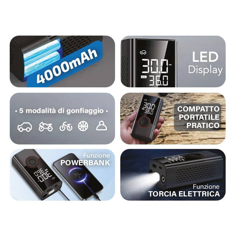 LOSTECH PREMIUM LS-MC02 MINI COMPRESSORE D'ARIA PORTATILE