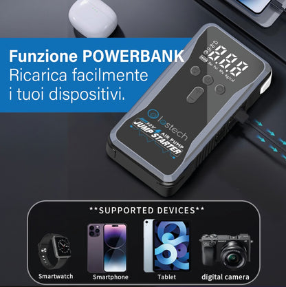 LOSTECH PREMIUM LS-BOOST02 AVVIATORE DI EMERGENZA PER AUTO CON COMPRESSORE D'ARIA / 8000mAh