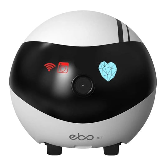 Enabot EBO AIR Telecamera per bambini e animali domestici 1080P, funzione AI intelligente, connettività Wi-Fi, visione notturna, auto-crociera, auto-ricarica, rilevazione del movimento, audio a 2 vie