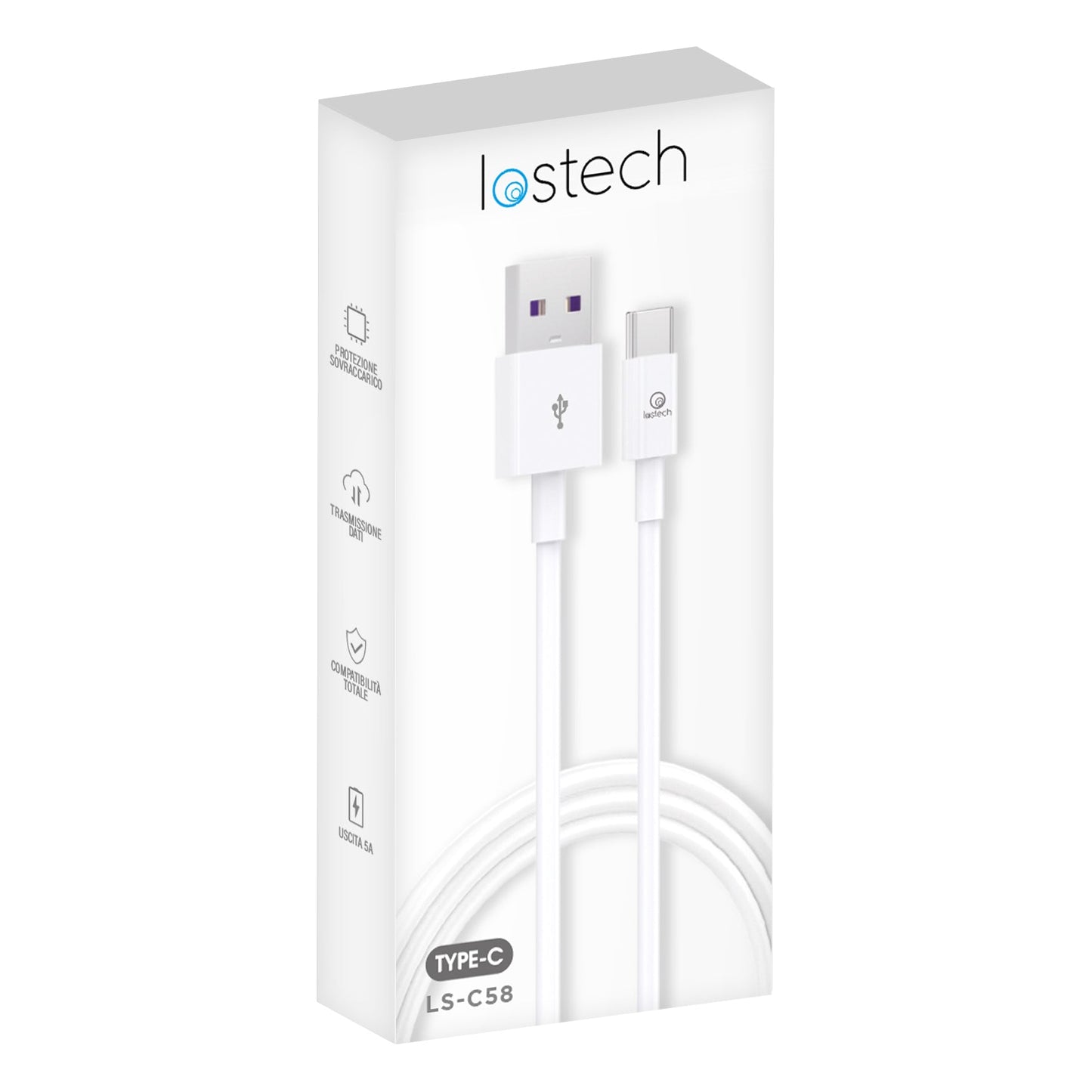 LOSTECH LS-C58 CAVO USB TYPE-C 5A - BIANCO