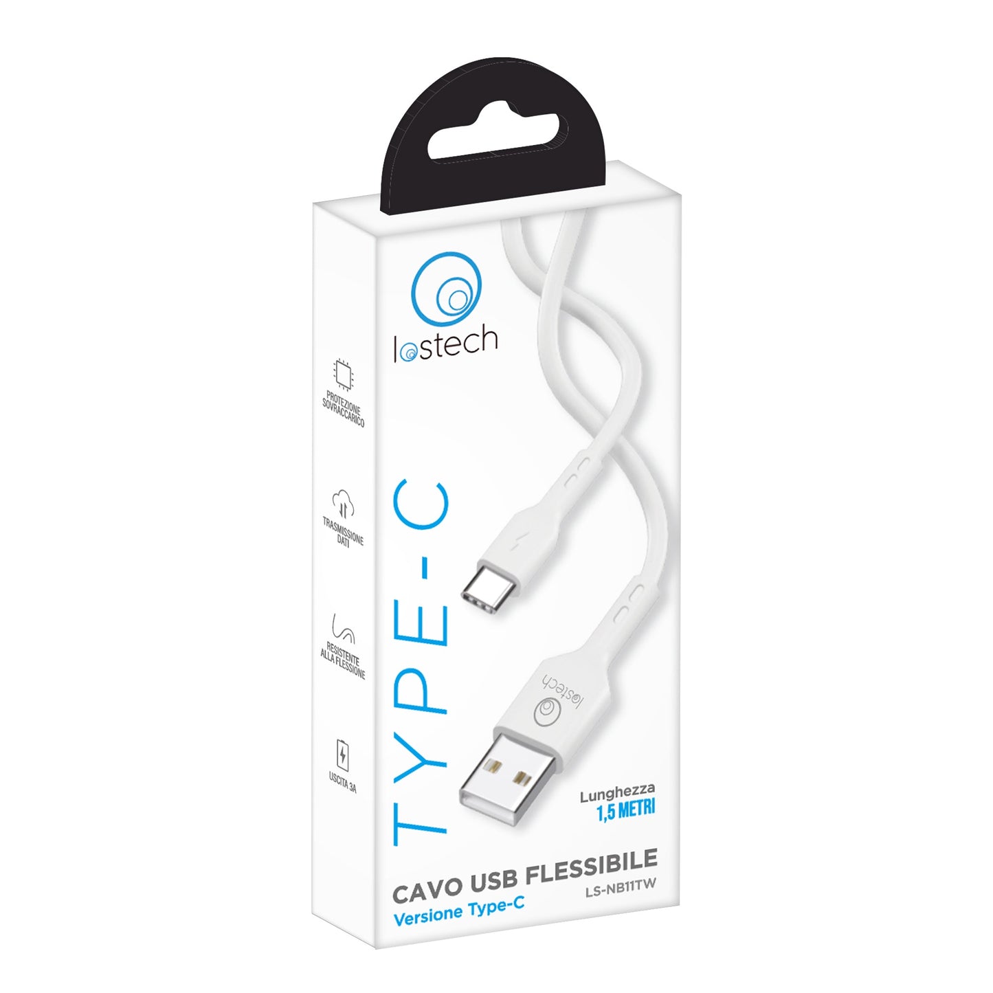 LOSTECH LS-NB11TW CAVO USB FLESSIBILE 1.5M TYPE C - WHITE