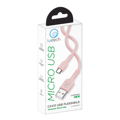 LOSTECH LS-NB12MP CAVO USB FLESSIBILE 3M MICRO USB - PINK
