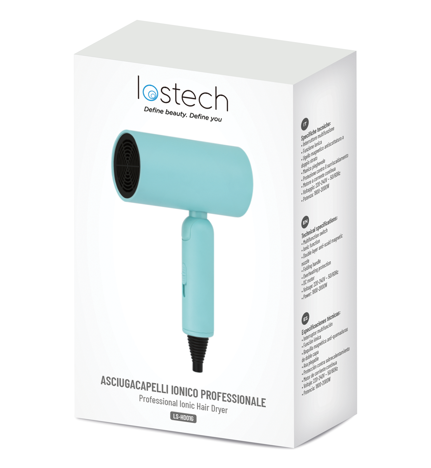 LOSTECH PREMIUM LS-HD01G ASCIUGACAPELLI IONICO PIEGHEVOLE - GREEN