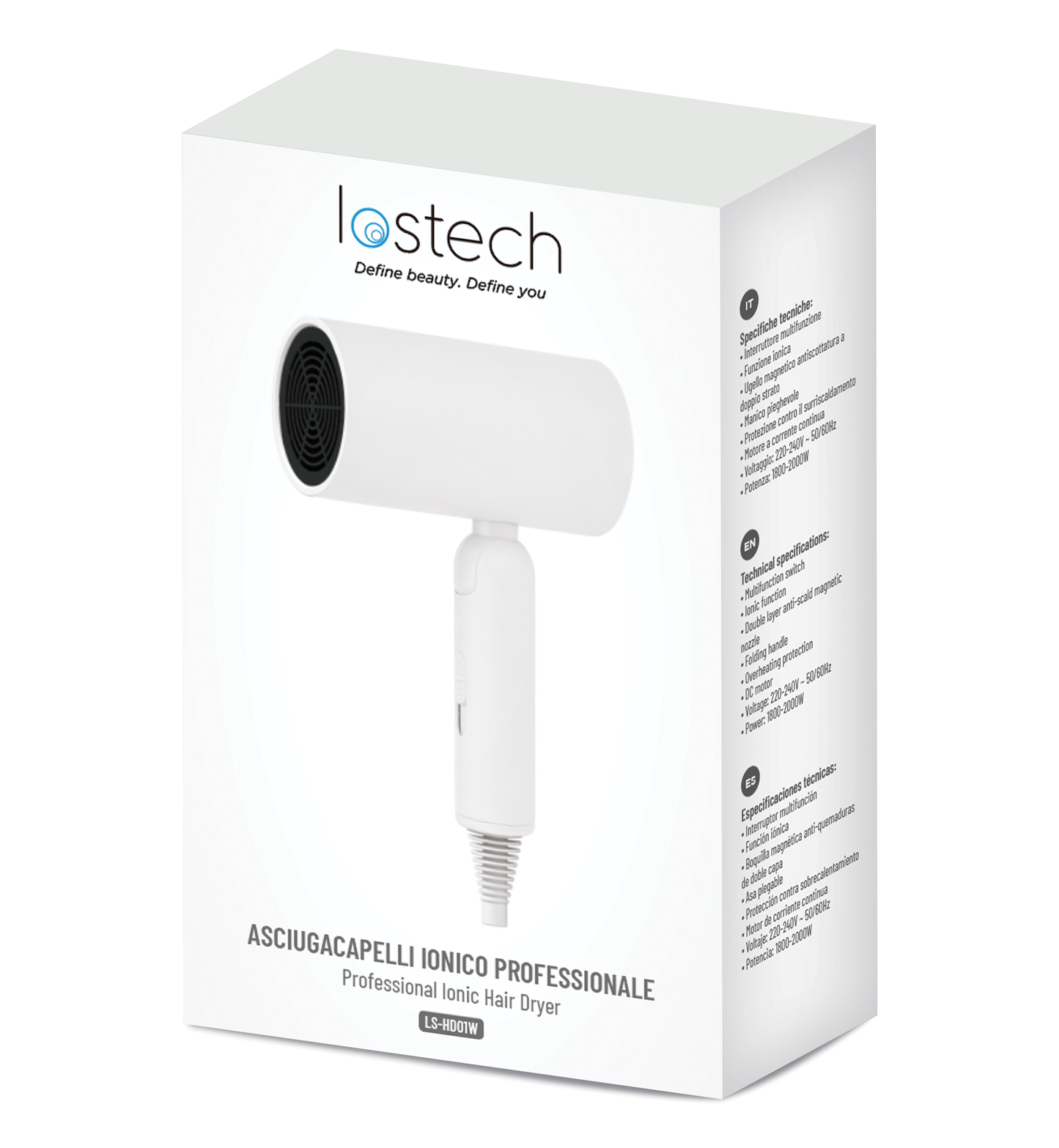 LOSTECH PREMIUM LS-HD01W ASCIUGACAPELLI IONICO PIEGHEVOLE - WHITE