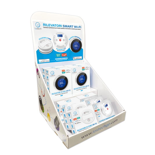 LOSTECH ESPOSITORE DA BANCO + RILEVATORI SMART GAS / FUMO / MONOSSIDO DI C.