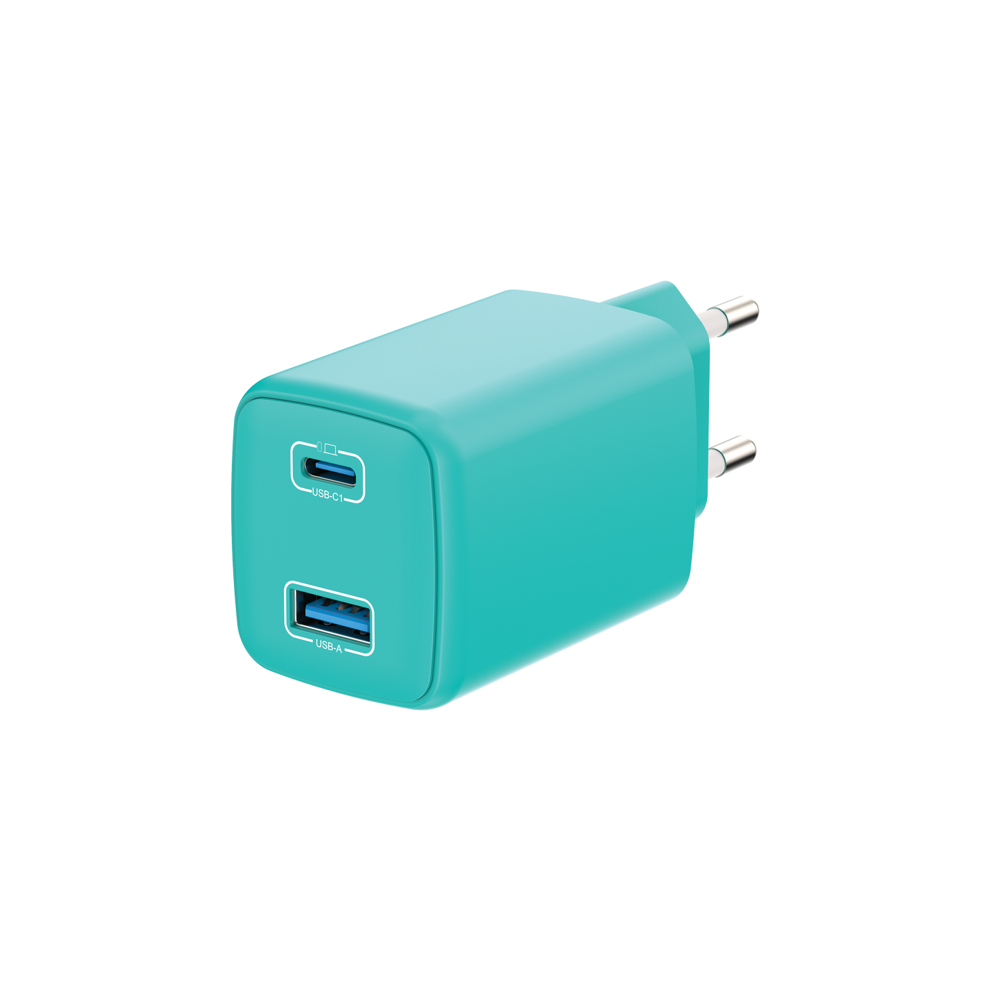 LOSTECH PREMIUM LS-NC12A CARICATORE GaN 45W USB / USB-C CON CAVO USB-C / USB-C 150CM - Aquamarine Blue