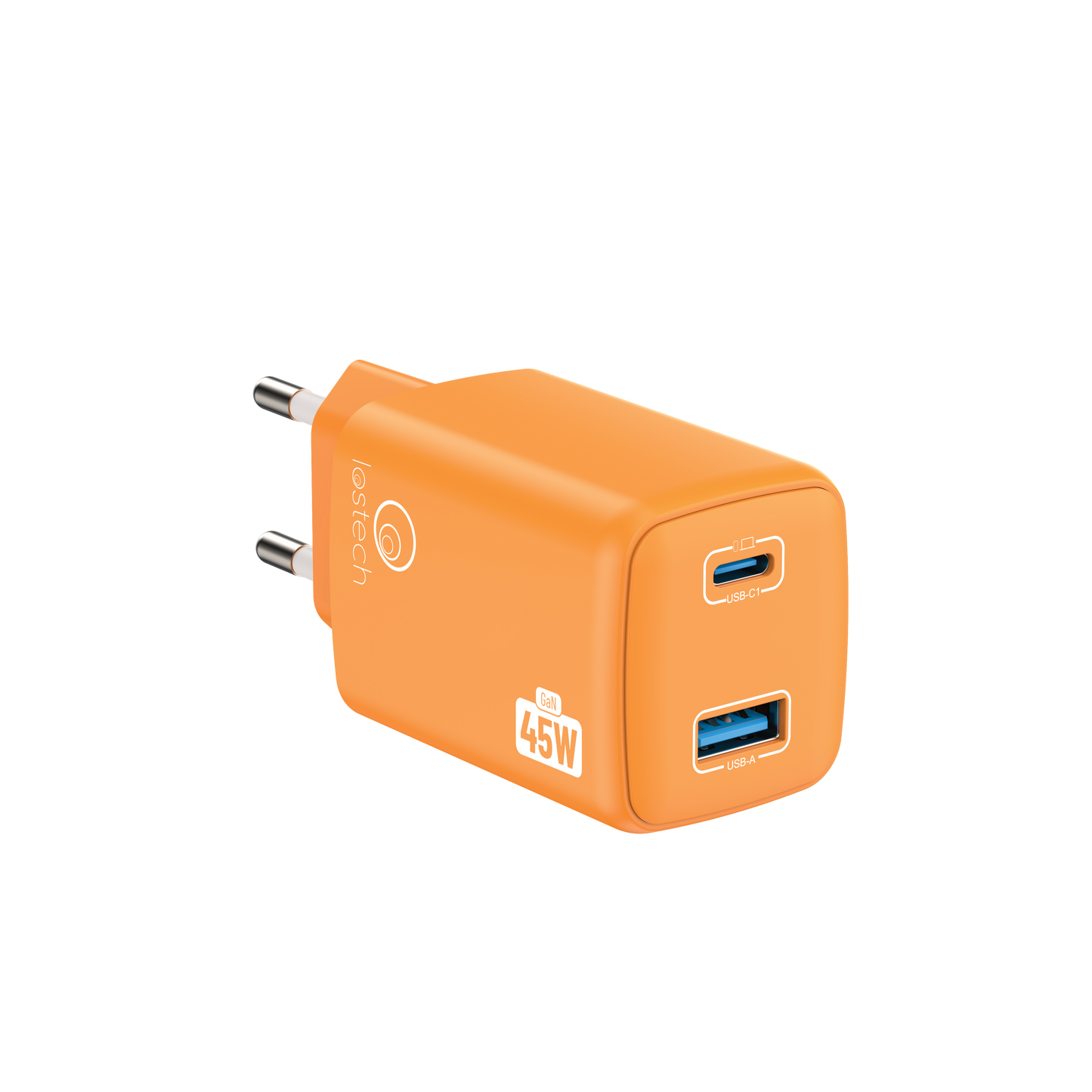 LOSTECH PREMIUM LS-NC12C CARICATORE GaN 45W USB / USB-C CON CAVO USB-C / USB-C 150CM - Cosmic Orange