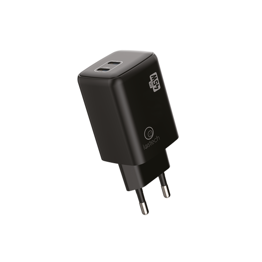 LOSTECH PREMIUM LS-NC13B CARICATORE GaN 45W DOPPIA USB-C CON CAVO USB-C / USB-C 150CM - Absolute Black