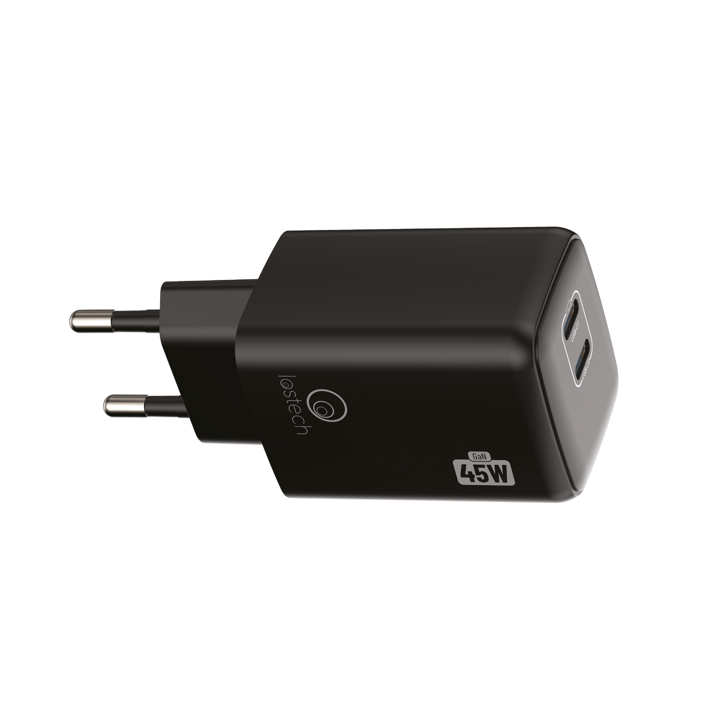 LOSTECH PREMIUM LS-NC13B CARICATORE GaN 45W DOPPIA USB-C CON CAVO USB-C / USB-C 150CM - Absolute Black