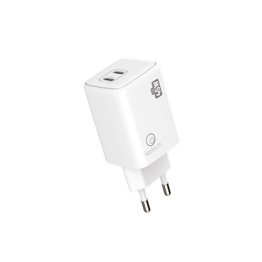 LOSTECH PREMIUM LS-NC13W CARICATORE GaN 45W DOPPIA USB-C CON CAVO USB-C / USB-C 150CM - Pure White