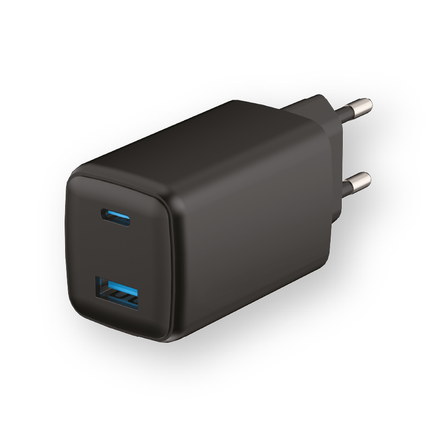 LOSTECH PREMIUM LS-NC57B CARICATORE GaN 45W CON USB-C E USB-A E CAVO USB-C/USB-C - NERO