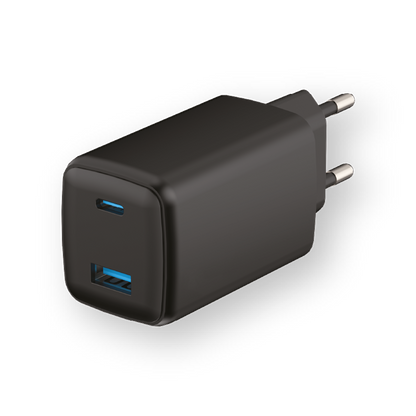 LOSTECH PREMIUM LS-NC57B CARICATORE GaN 45W CON USB-C E USB-A E CAVO USB-C/USB-C - NERO