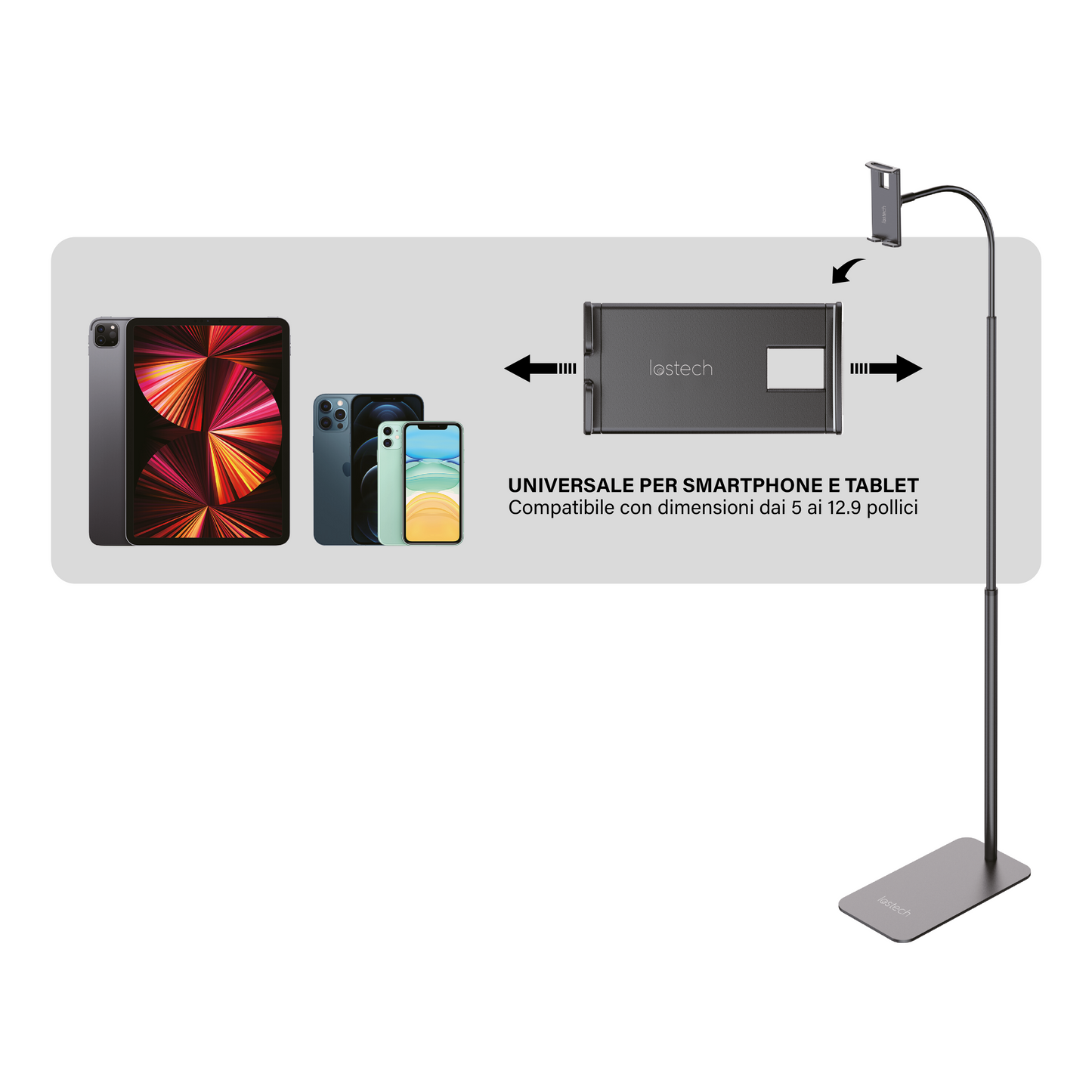 LOSTECH PREMIUM LS-SM02 SUPPORTO DA PAVIMENTO PER SMARTPHONE E TABLET