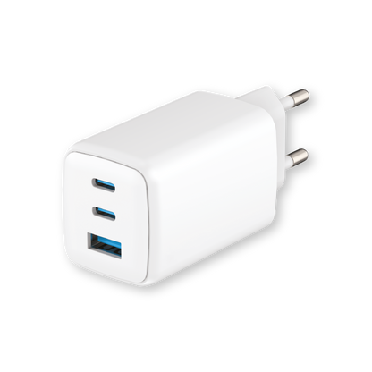 LOSTECH PREMIUM LS-NC11 CARICATORE GaN 65W CON 2 USB-C E 1 USB-A - BIANCO